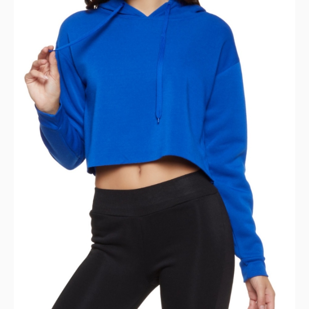 Blue Cropped Hoodie